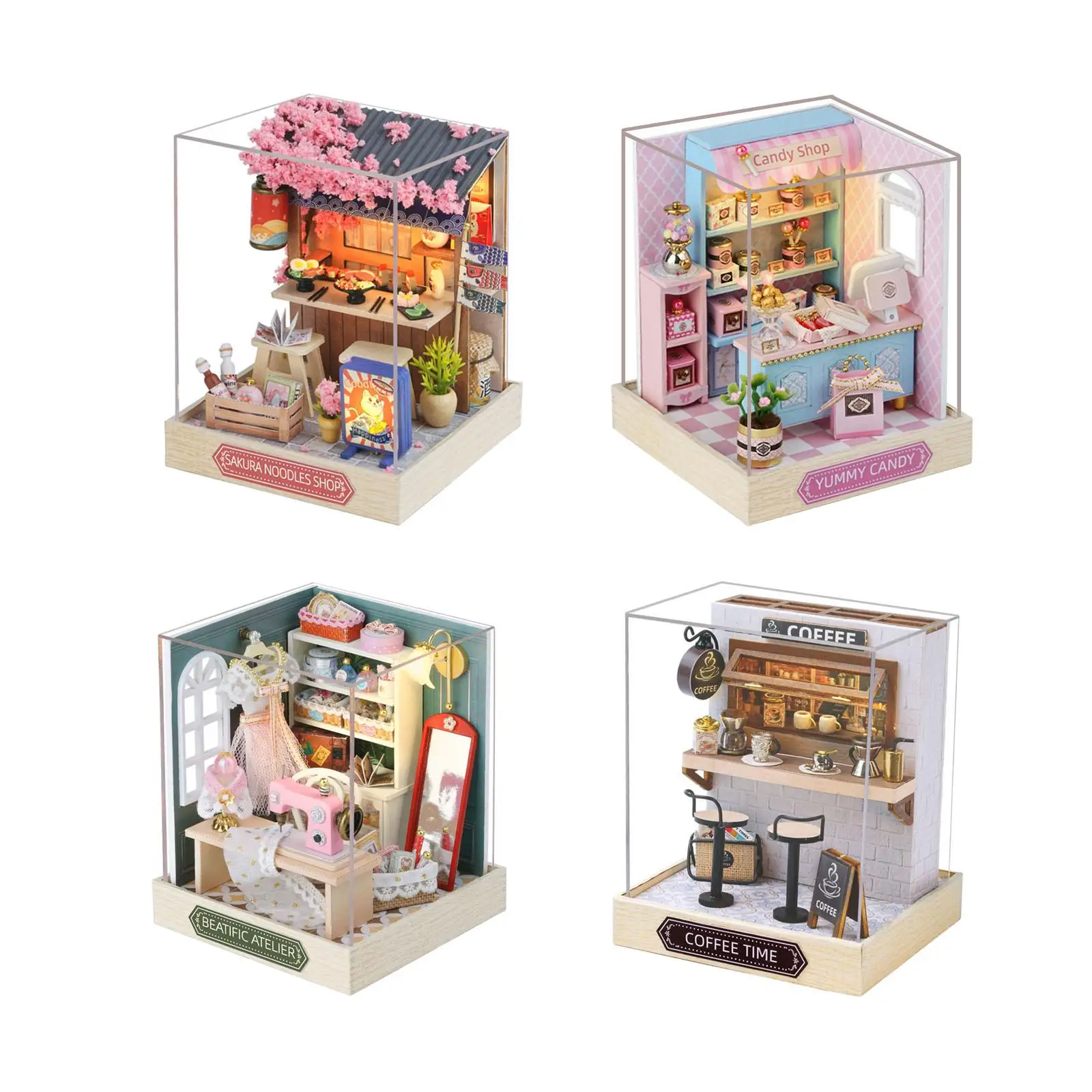 

DIY Wooden Miniature Dollhouse with Lights with Accessories for Kids Friends