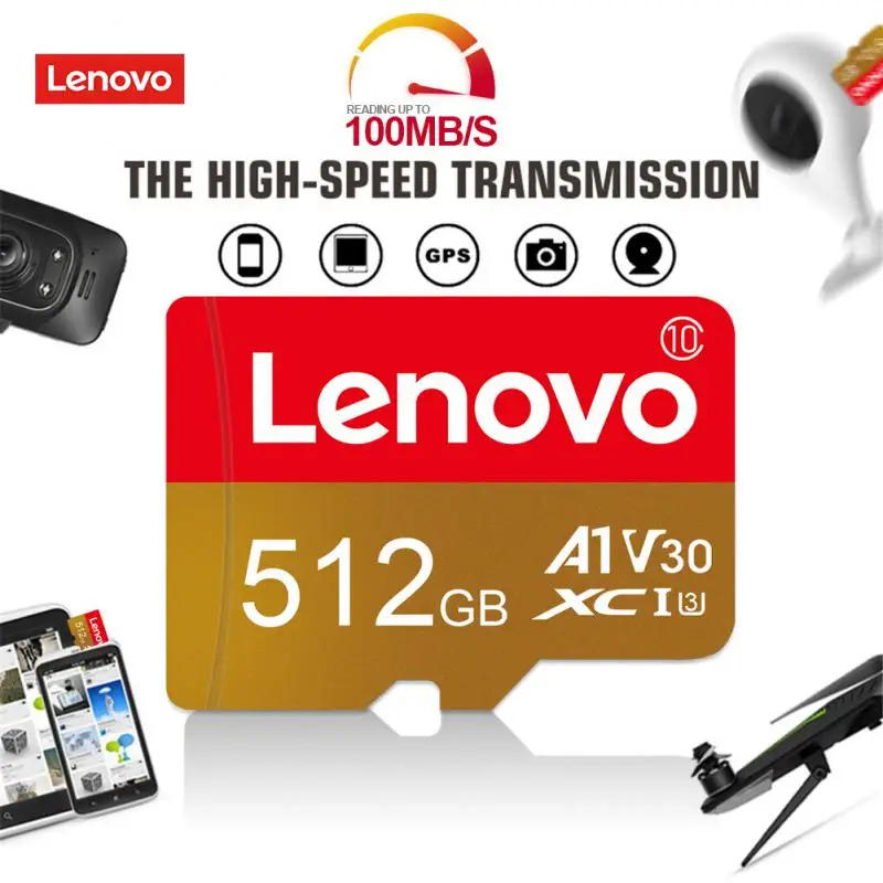 

Карта памяти Lenovo Class10 512 ГБ 256 ГБ 128 ГБ 64 ГБ Мини-SD-карта 2 ТБ Высокоскоростная SD/TF-карта для телефона/компьютера/камеры