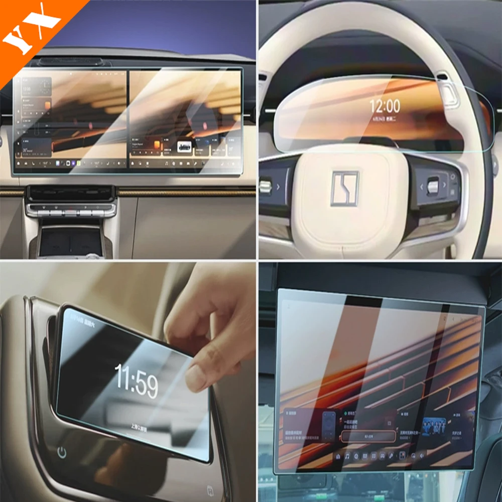 

Для Geely Zeekr 9X 2025-2026 автомобильная навигация центральная консоль закаленное стекло сенсорный экран защитная пленка гарнирная крышка