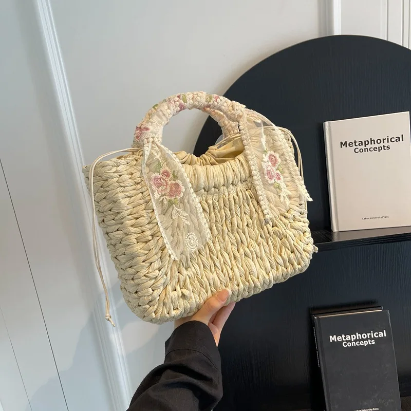 

Straw Bags for Women 2023 Summer Hand-Woven Rattan Bag Handmade Woven Purse Wicker Beach Bag Bohemia Bali Handbag bolsos mimbre