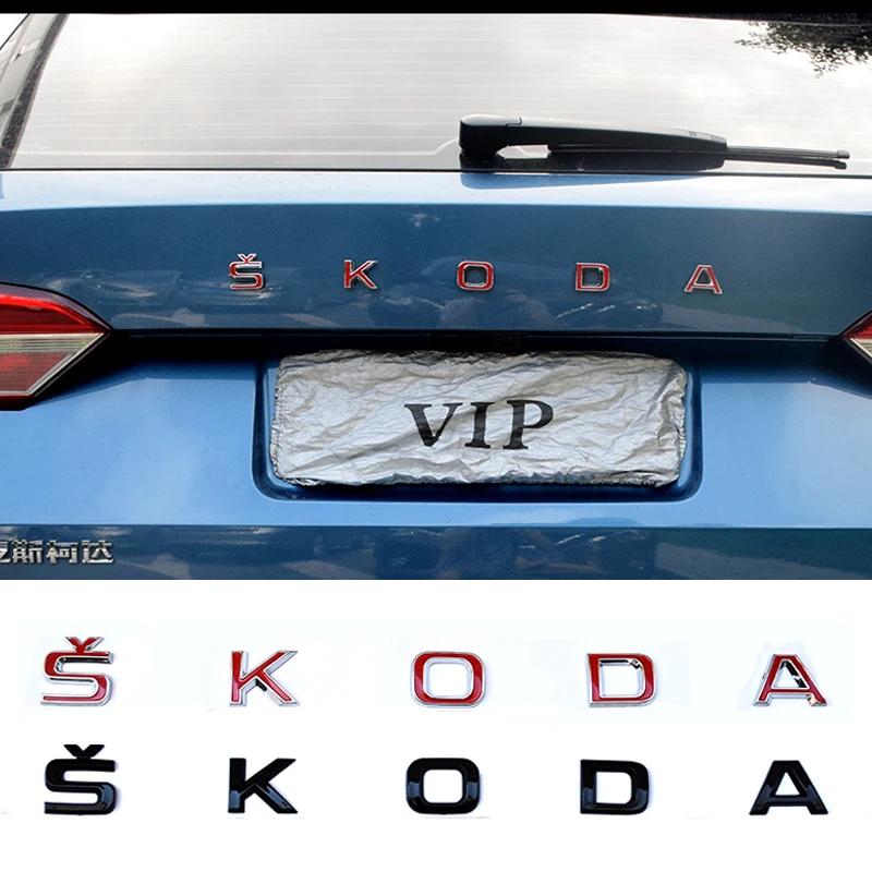 

3D Metal Car Stickers Lettering Rear Trunk Emblem Badge Decals for Skoda Logo VRS Octavia Kamiq Kodiaq Karoq Superb Fabia Rapid