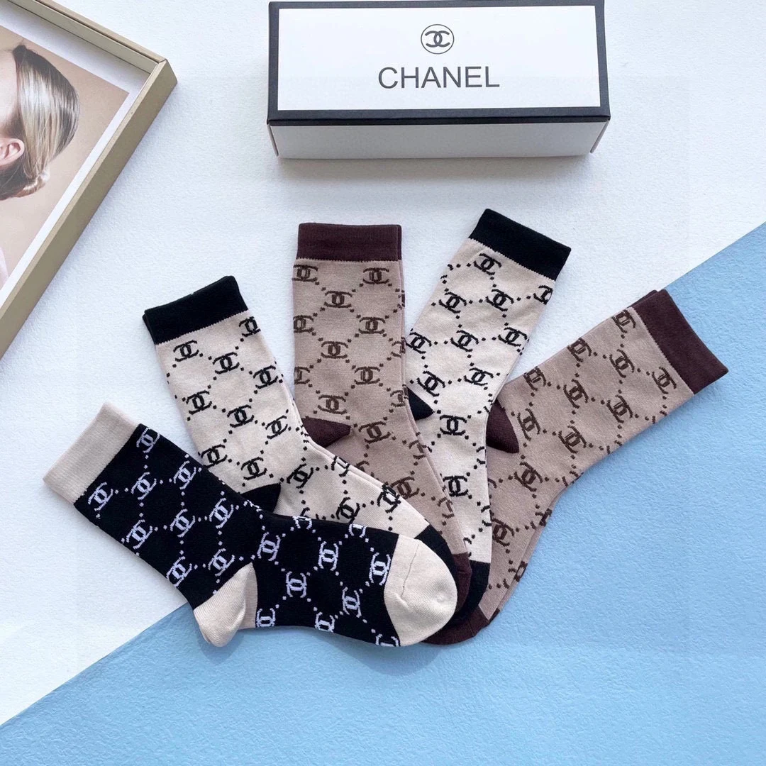 Новинка носки Chanel повседневные хлопковые дышащие уличные спортивные модные