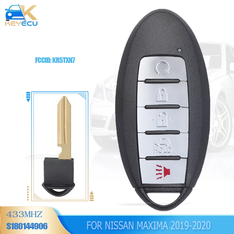 

KEYECU FSK 433MHz 4A Chip Smart Remtoe Key 5 Button for Nissan Maxima 2019-2020 FCC ID: KR5TXN7 Continental: S180144906
