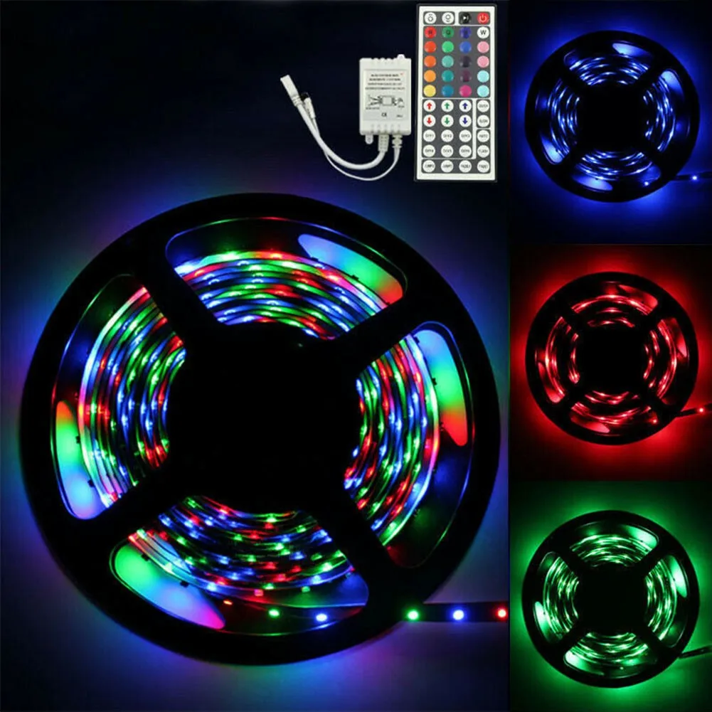 

Светодиодная лента RGB с пультом дистанционного управления, неоновая лампа для освещения комнаты, водонепроницаемая Led полоска с 4 кнопками, ...