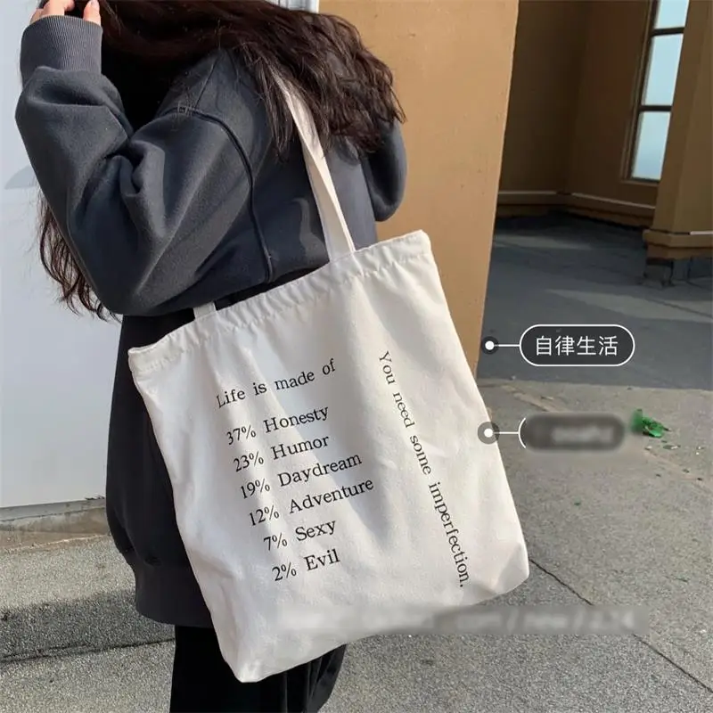 

Korea letter graphics Aethetic Cloth bag Handbags Shoulder Bags tote bag hand Shopping Women Elegant Canvas Bag Customizable Eco