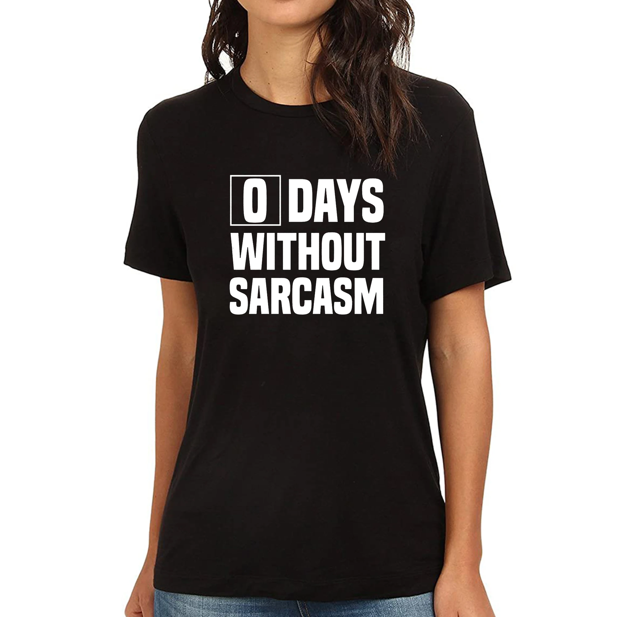 Lyprerazy Women's 0 Days Without Sarcasm Funny Printed T-Shirt