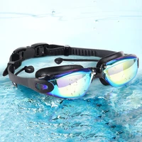 professional swimming goggles men women waterproof glasses with ear plug anti fog electroplate silicone swim eyeswear