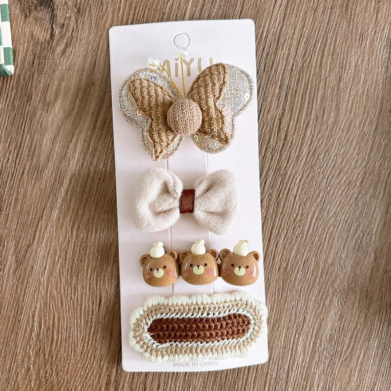 4 шт. милые плюшевые заколки для волос с героями мультфильмов маленьких девочек