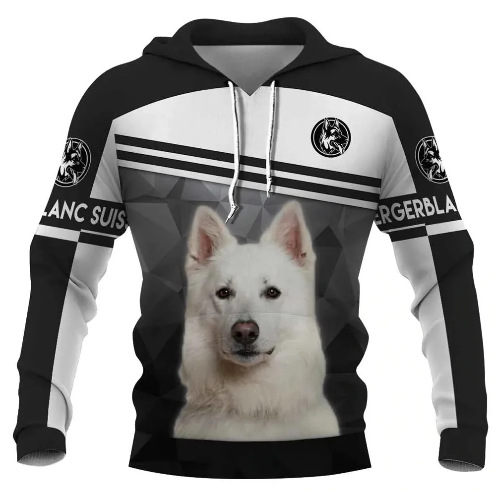 

CLOOCL Berger Blanc Suisse Hoodies 3D Graphic White Black Animals Sweatshirts Alaskan Malamute Hoodies Tops Harajuku Streetwear