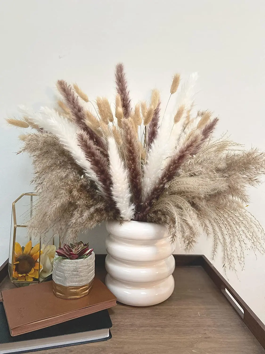 

110 Pieces Boho Home Wedding Party Decorations Dried Flower Arrangement Natural Pampas Grass, Reeds, Rabbit Tail Dekoration