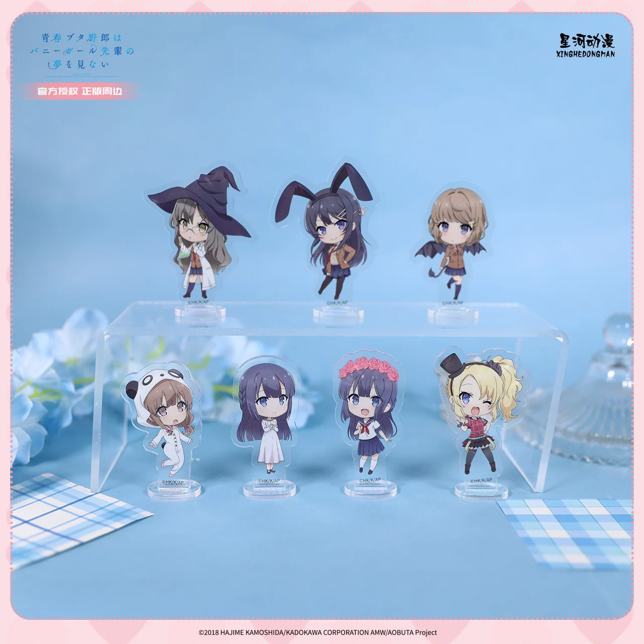 Фото Официальная акриловая подставка Qver Full Board с персонажами Rascal Bunny Girl Senpai: Май Сакураджима, Сакута Азусагава, Томоэ Хазуки (официальная лицензия Китай) №3
