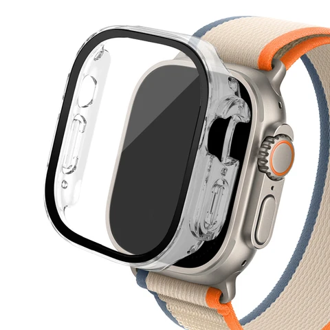Стекло и фотоэлемент для Apple Watch Ultra 2, умные часы диаметром 49 мм, бампер для ПК + защита экрана, закаленное покрытие, аксессуары для часов iwatch