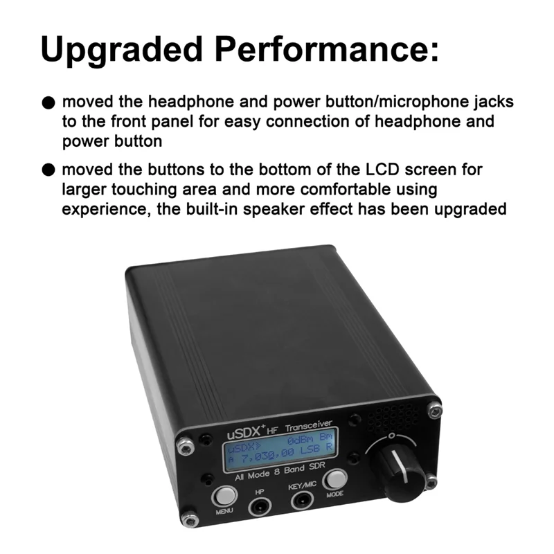 Фото USDR USDX+Plus V2 8-диапазонный трансивер SDR HF SSB QRP ЖК-дисплей с дисплеем, динамиком, микрофоном, КВ-трансивер с вилкой европейского стандарта №5