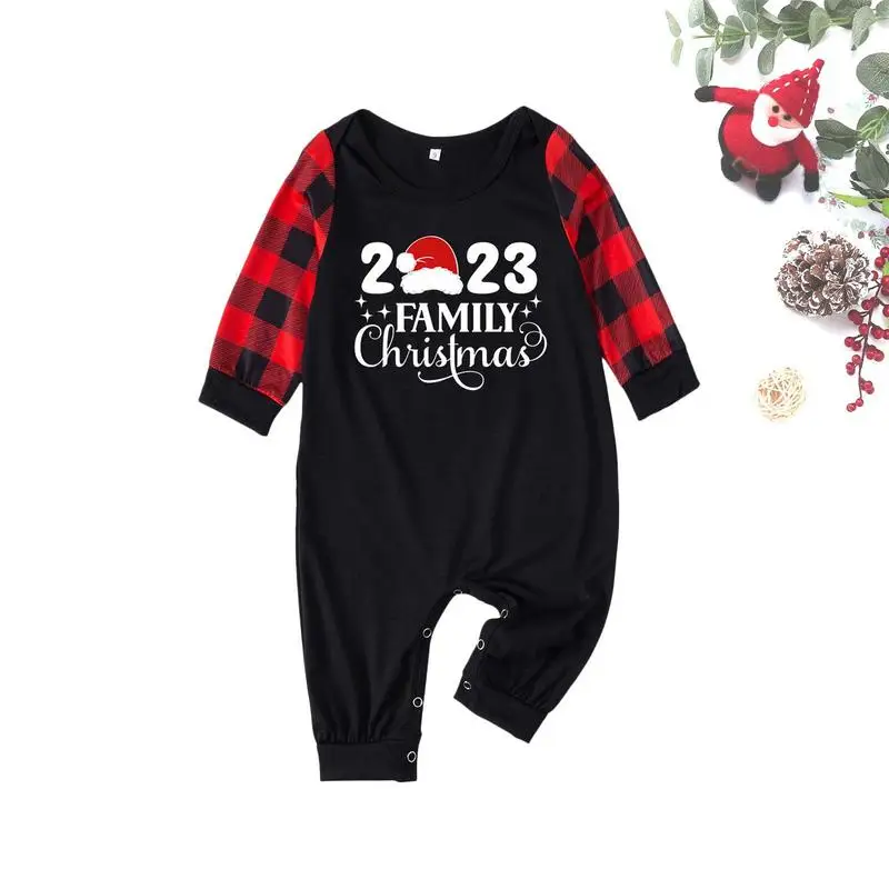 

Семейные рождественские пижамные комплекты PJs, не выцветающие эластичные пижамные комплекты в красно-черную клетку, семейный пижамный комплект для семейных торжеств