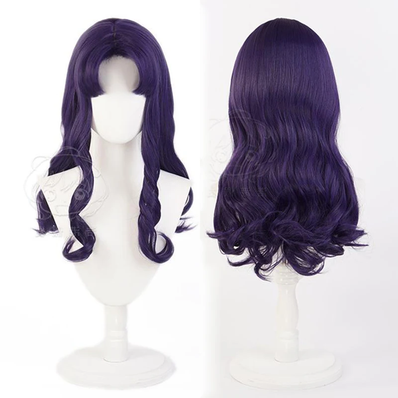 

Misato Cosplay Wig Women Purple Long Wavy Heat Resistant Synthetic Hair Katsuragi Anime Role Play Wigs Wig