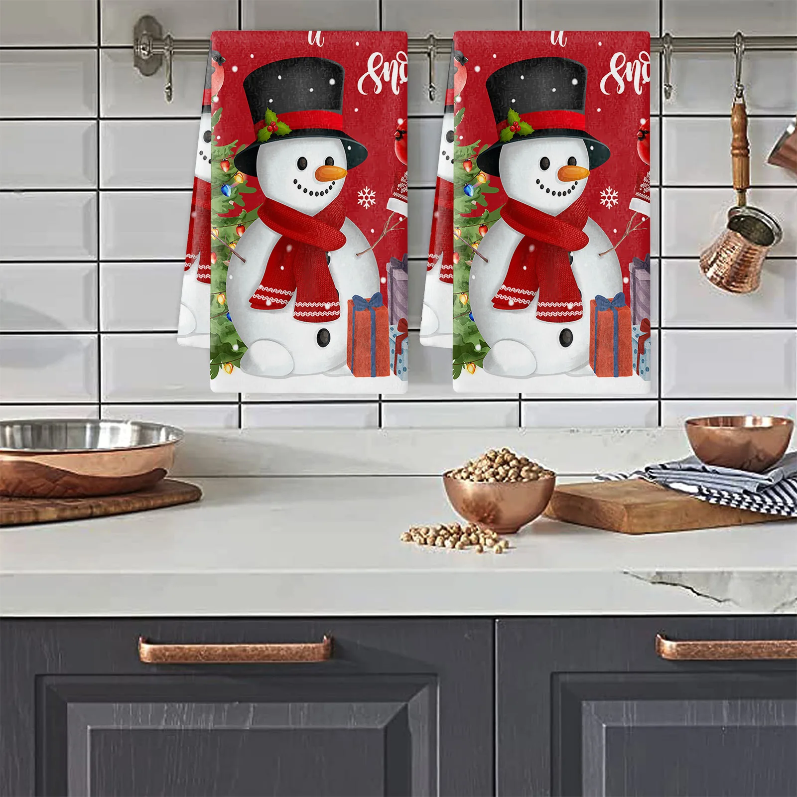

1pcs Christmas Style Dish Cloth Towel Decorative Hand Towel Merry Christmas Snowman Dishcloth Kitchen Cleaning Xmas Gift 60x40cm
