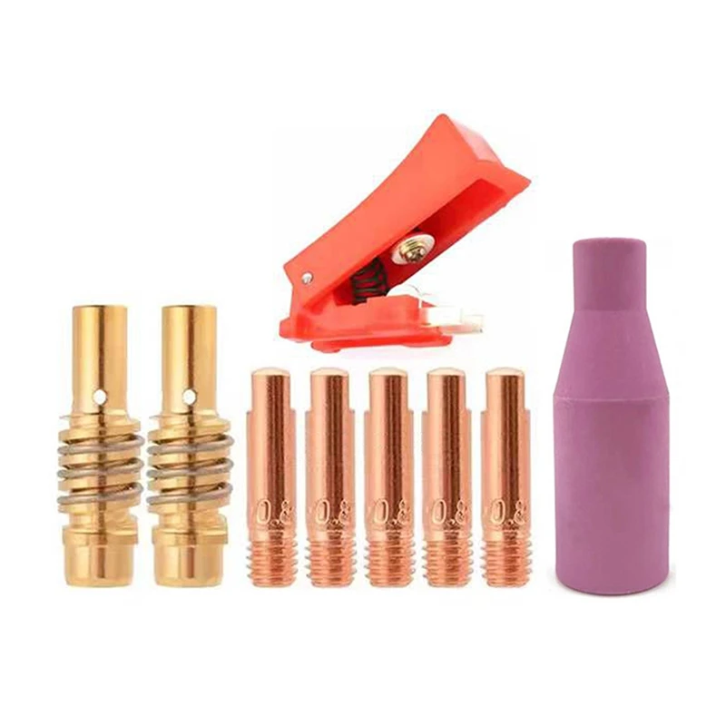 

9Pcs 15AK Welding Torch Consumables 0.8Mm MIG Torch Gas Nozzle Tip Of 15AK MIG Welding Torch