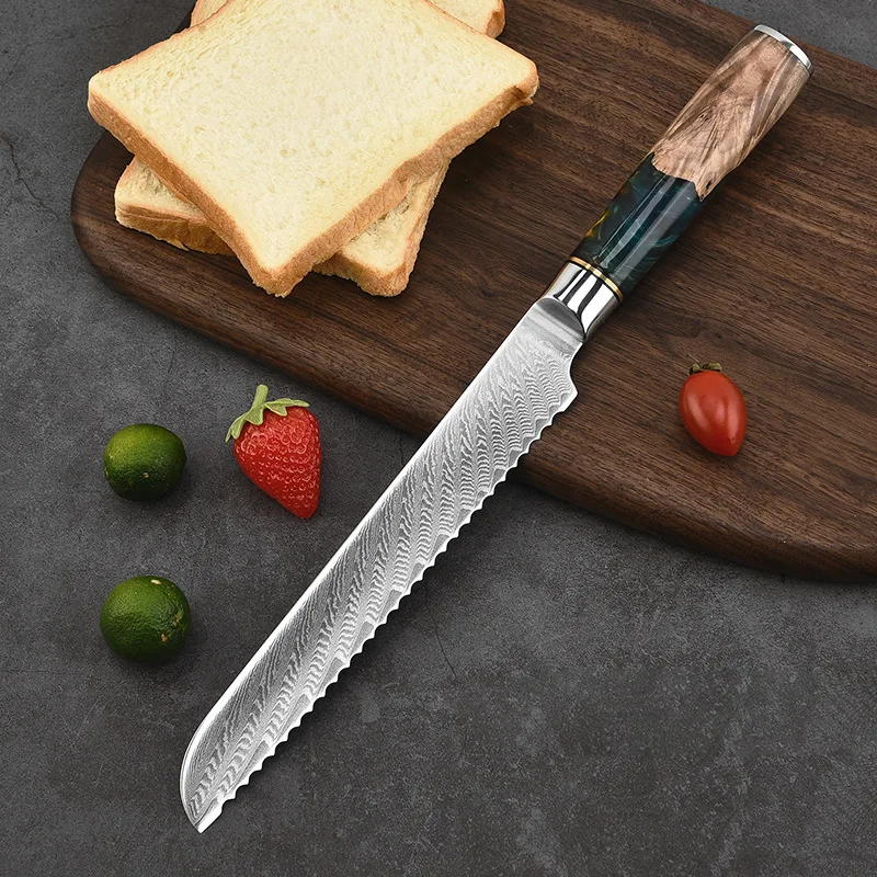 

8“ Damascus serrated knife for bread High Quality Kitchen Knives