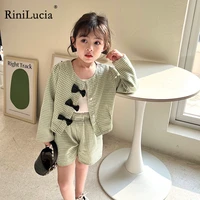 rinilucia baby girl clothes sets shirtshort spring plaid infant toddler child homesuit bowknot long sleeve baby clothes