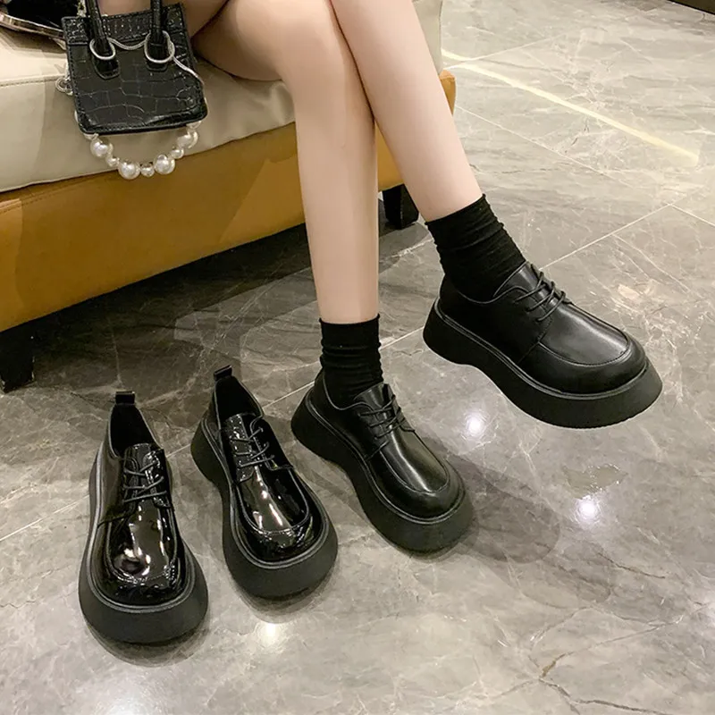 

Round Toe Shoes Woman 2022 Female Footwear Loafers With Fur Clogs Platform Casual Sneaker New Dress Slip-on Creepers Cross