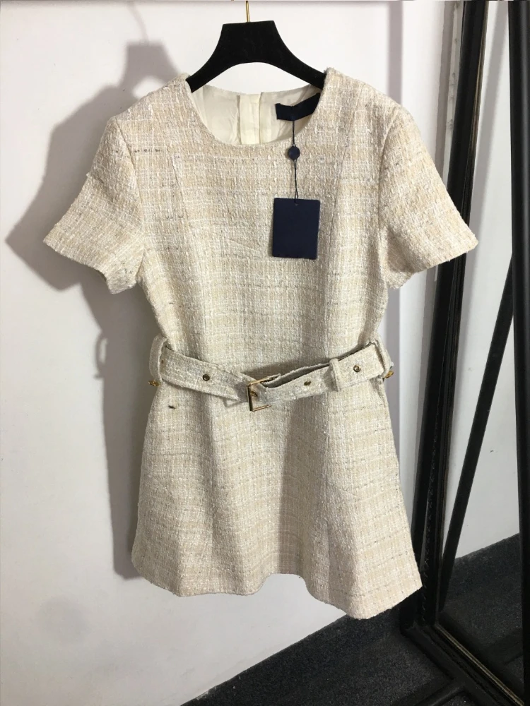 

Elegant Slim Round Neck Party Evening Mini Dress Women Sexy High Waist Going Out Dresses With Belts Female Robe Streetwear Dress