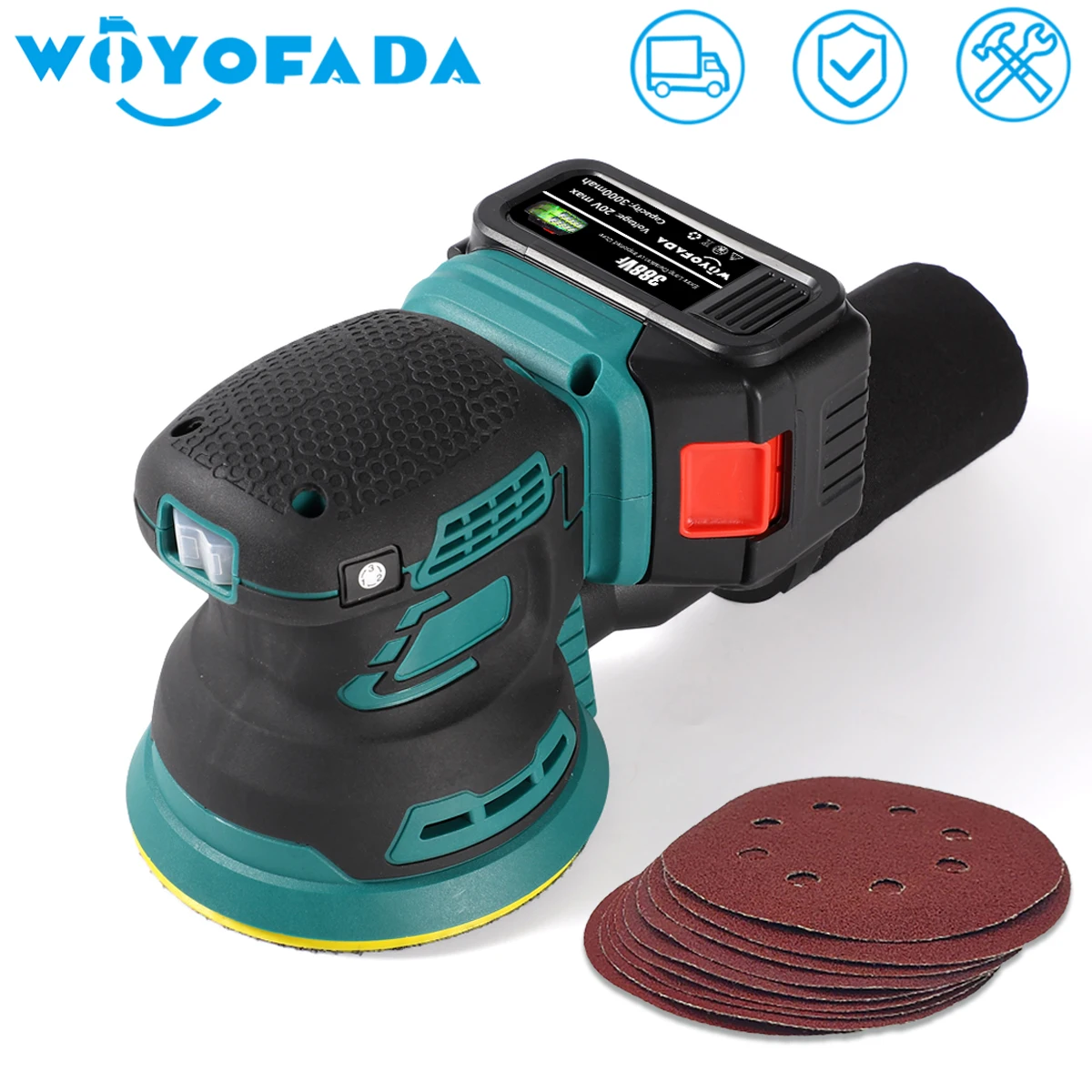 

Беспроводная орбитальная шлифовальная машина 20 в с наждачной бумагой, электрический полировщик, литий-ионный аккумулятор, электроинструме...