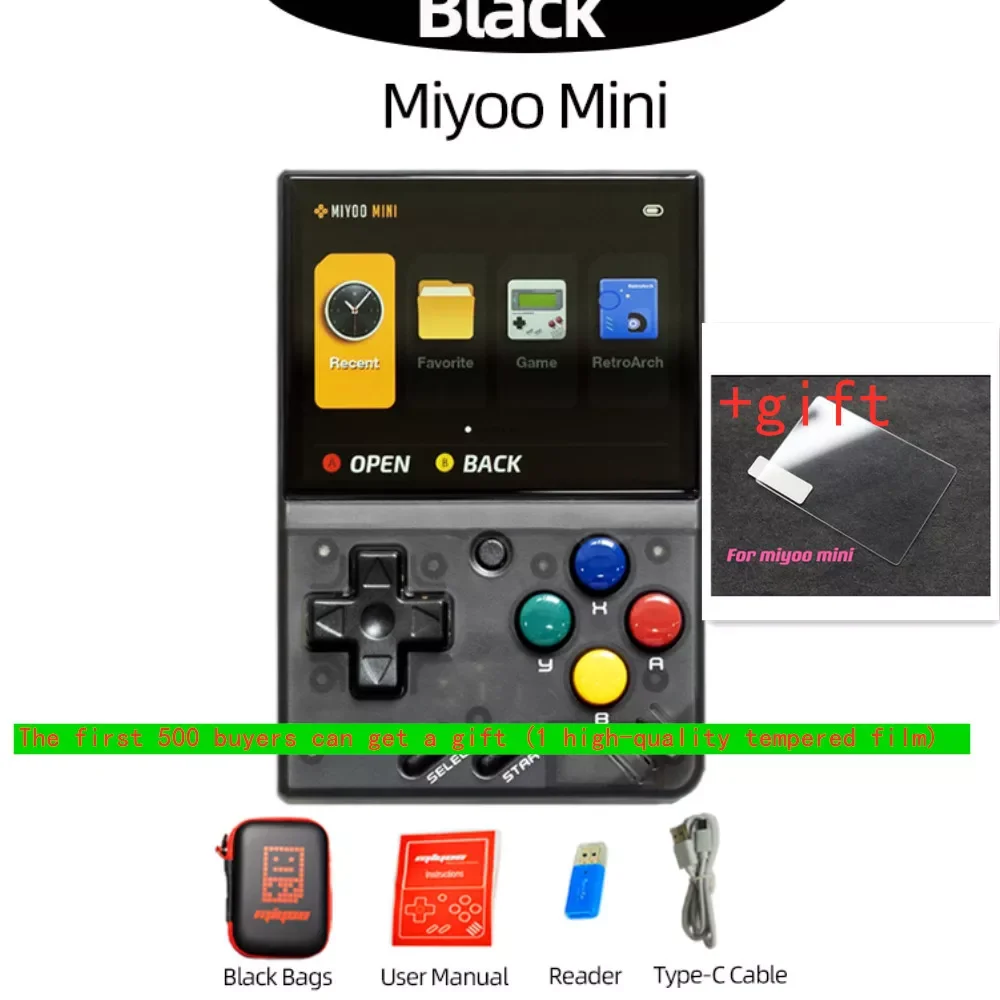 

Новая Черная прозрачная Ретро игровая консоль MIYOO MINI V3 2,8 дюймов IPS HD экран портативная игровая консоль для видео подарок ребенку