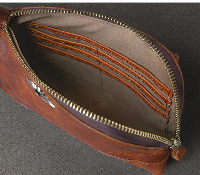 Fashion high-quality natural real leather men large-capacity clutch bag retro simpie casual ladies cowhide mobile phone wallet