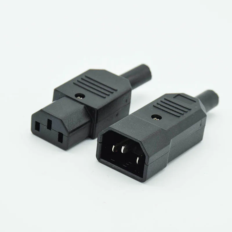 

IEC Straight Cable Plug Connector C13 C14 10A 250V Black female&male Plug Rewirable Power Connector 3 pin AC Socket