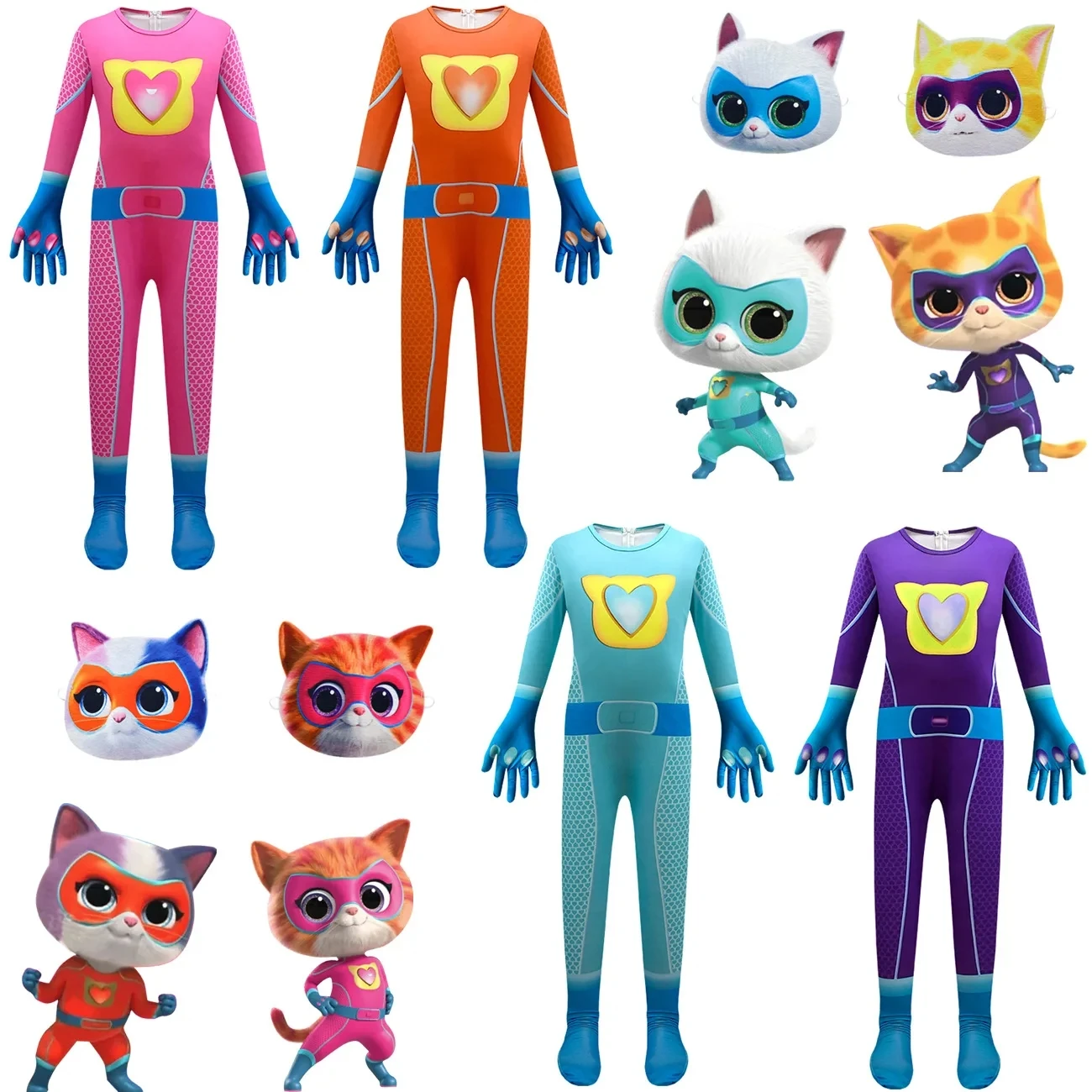 Новые детские комбинезоны для косплея SuperKitties мальчиков карнавальный костюм на