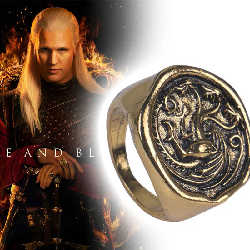 Movie House of the Dragon Cosplay Ring Targaryen Rings Metal Alloy Jewelry Gift Prop Accessories
