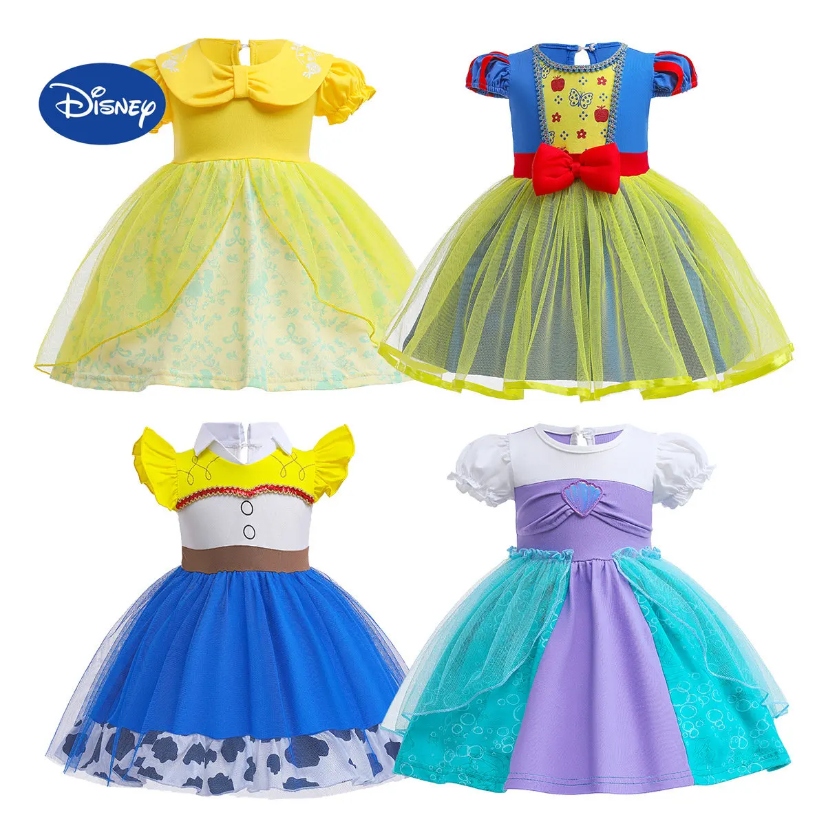 

Детское летнее платье принцессы, с коротким рукавом и принтом