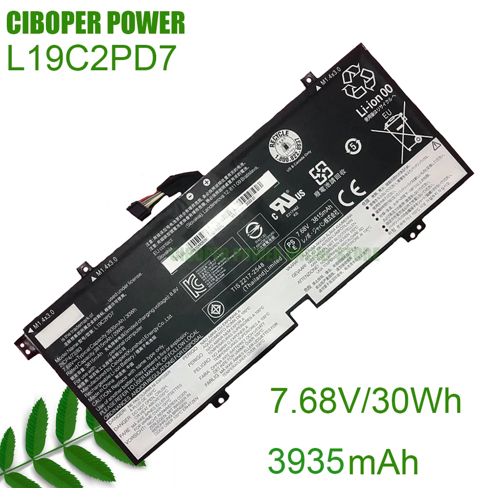 CP New Genuine Laptop Battery L19C2PD7/L19M2PD7 7.68V/30Wh/3935mAh For 5B10X82537 L19M2PD7 L19C2PD7 SB10X82539 Notebook