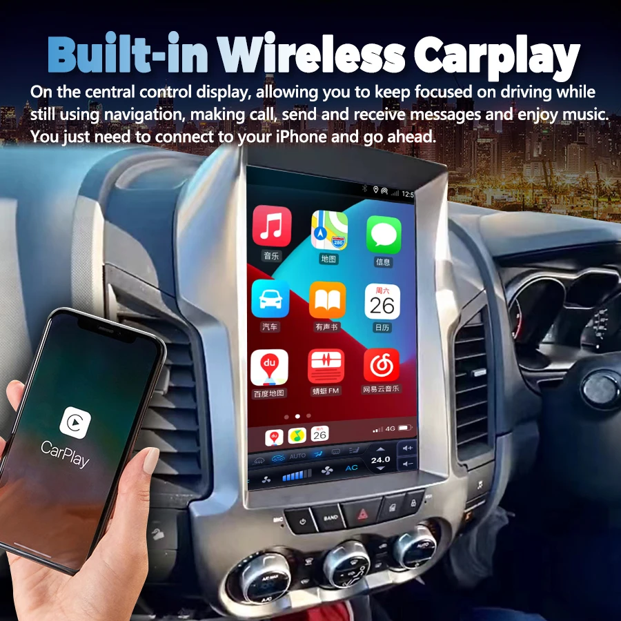 256 ГБ ПЗУ Tesla Style Android 13 Экран для Ford Ranger 2012-2016 Автомобильный радиоприемник Стерео DSP