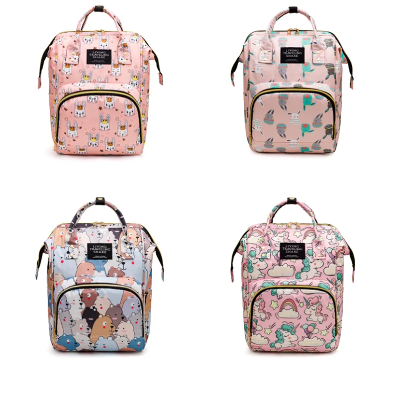

2022 Cartoon Cute Mommy Bag Multifunctional Mother And Baby Backpack Lightweight Maternity Package Large Capacity Diaper Bag