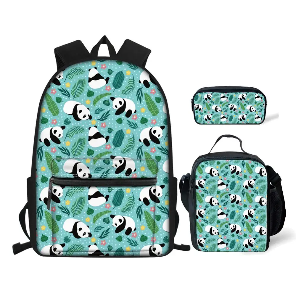 Детская сумка на плечо, школьные ранцы для девочек и мальчиков, сумки для книг с принтом милой панды, 3 шт./компл.