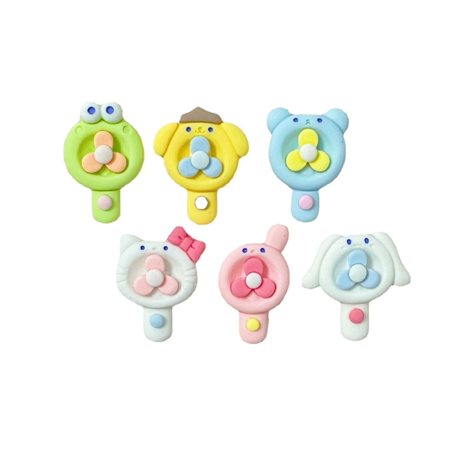 

Kawaii Anime Kuromi My Melody Electric Fan Resin Accessories DIY Cartoon Cinnamoroll Kt Cat Accessories Hair Clip Accessories