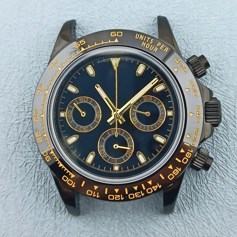 Черный корпус VK63 39 5 мм подходит для механизма нержавеющая сталь 316L сапфировое