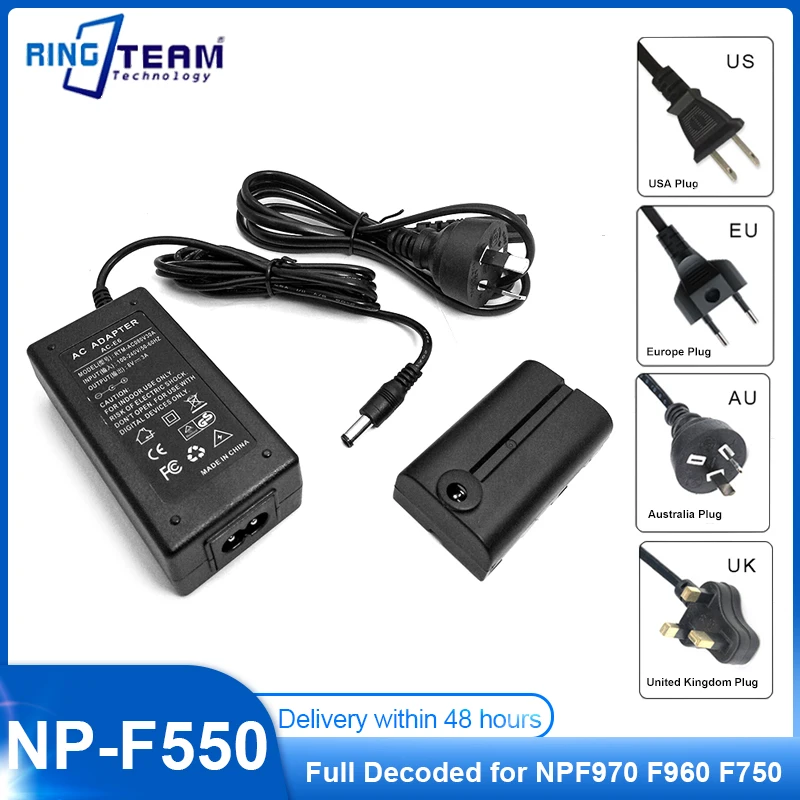 

NP F550 DC Coupler NP-F Dummy Battery for Sony NP-F970 F960 F750 F550 Full Decoded Power Adapter VBD815 FM50 QM71 QM91