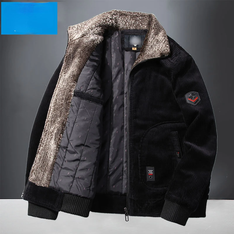 Men's Winter Jackets Plush Thickening Men's Coat Cashmere Parkas Cotton Added Men's Clothing Retro Corduroy Motorcycle Jacket