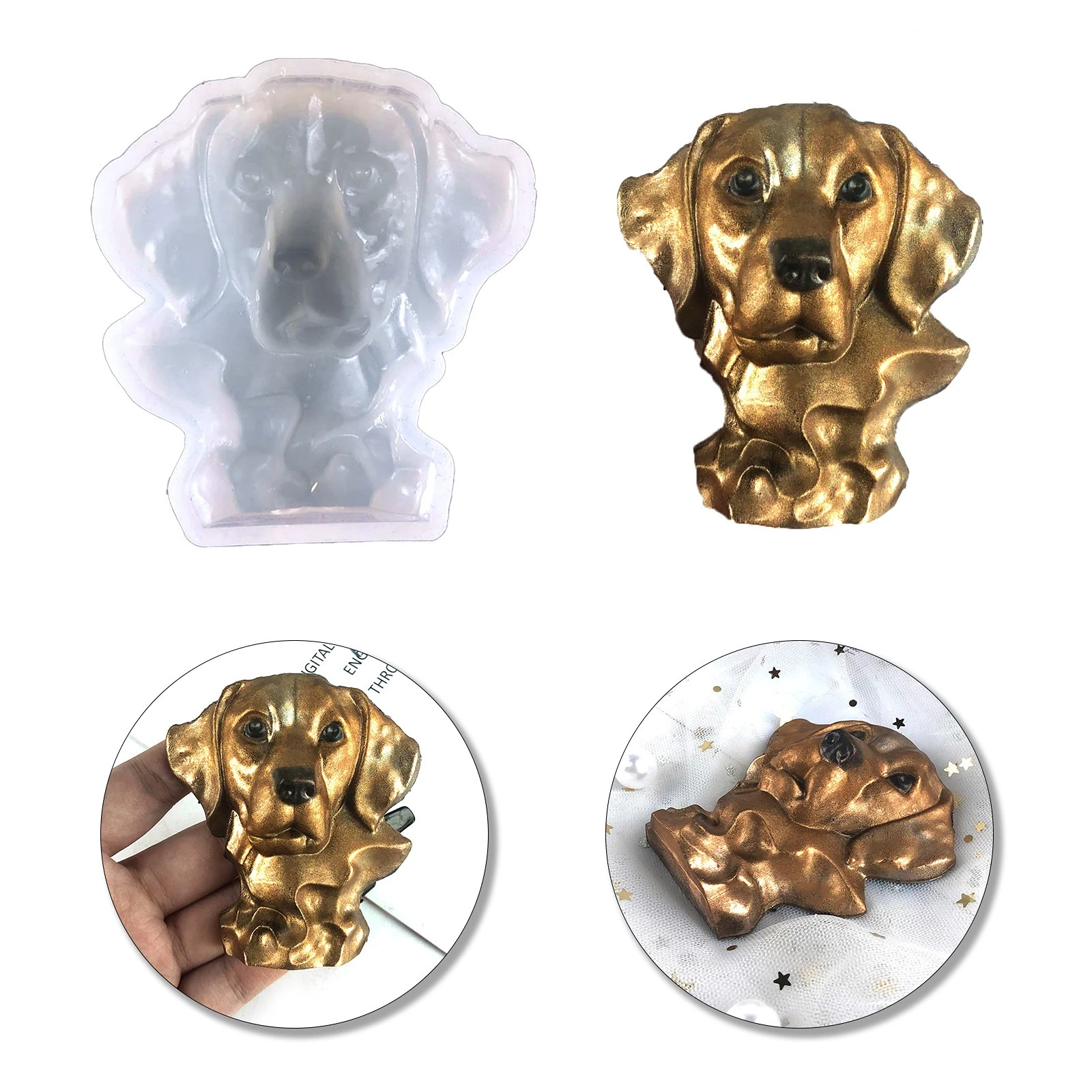 

Puppy Ornaments Epoxy Resin Mold DIY Dog Head Ornaments Desktop Decoration 3D Semi-dimensional Puppy Pendant Silicone Mold