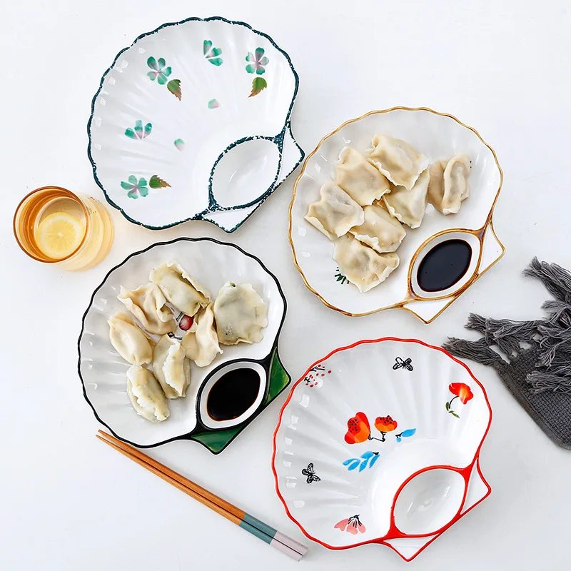 Столовая посуда для завтрака в форме ракушки с разделением цветов обеденные