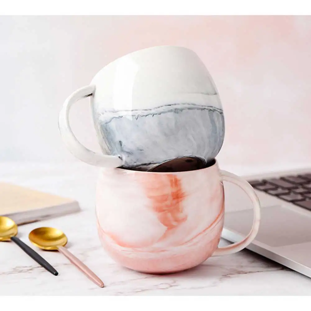 

400ML Marble Ceramic Cup Coffee Cup with Handle Nordic Brief Style Milk Tea Coffee Mug for Home Cafe Office Creative Drinkware