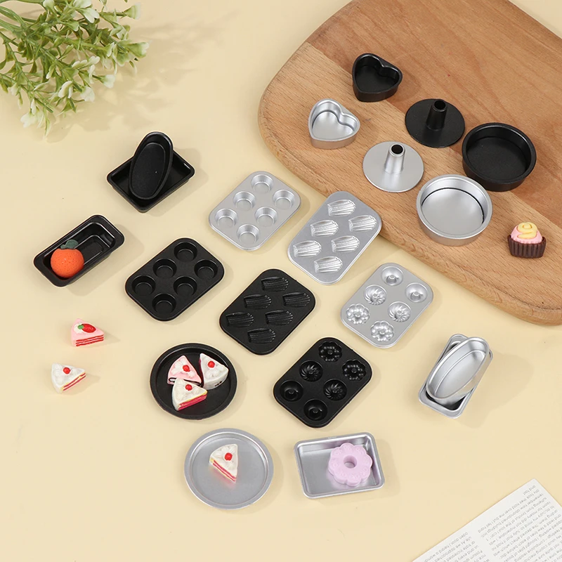 

1 Set Miniature Bakeware Dollhouse Mini Doll Food Mini Kitchen Baking Pan Mould Pretend Play Toy Dollhouse Kitchen Accessories
