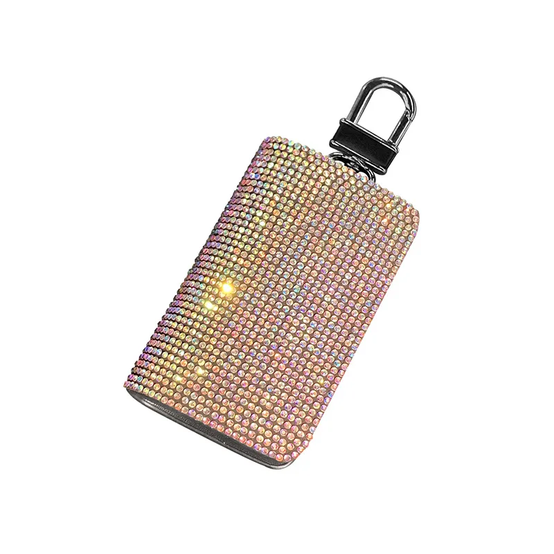 Square Shape Bling Glitter Key Case Girly Car Accessories Interior Decor Women Auto Supplies Pretty Keychain Universal Key Cover images - 6
