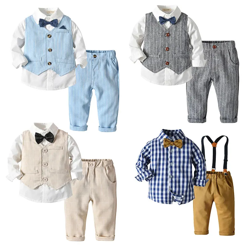 

3m 6m 9m 12m 18m 24m Newborn Clothes 100% Cotton Shirts Rompers+shorts+bow tie+caps 4pcs/set Boys Clothes Infant Baby Outfits