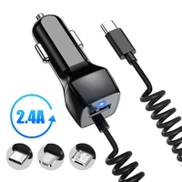 2 4 a spring line car charger fast rapid type car charger micro usb charging led indicator auto charger