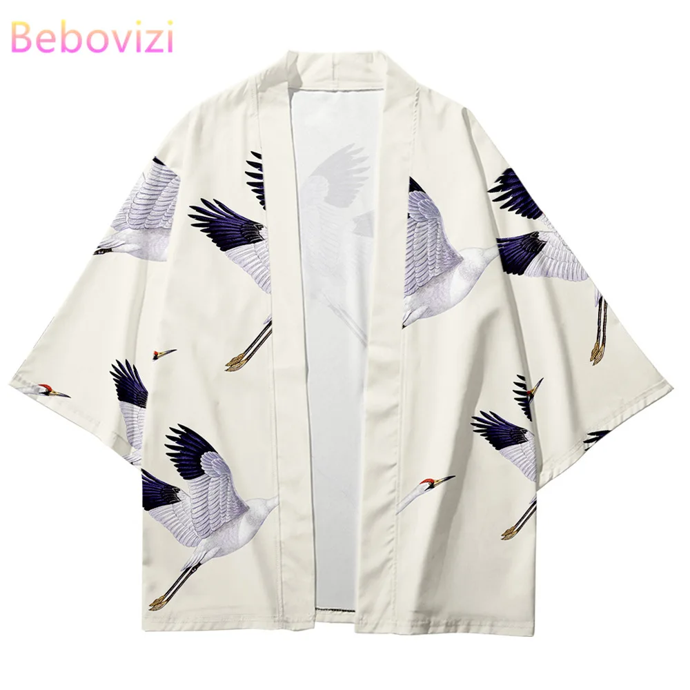 

Plus Size XXS-6XL 5XL Crane Loose Japanese Streetwear Cardigan Women Men Harajuku Haori Kimono Cosplay Top Shirts Yukata Clothes