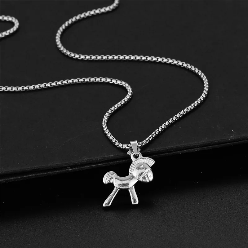 

Titanium Steel Trojan Necklace Immediate Money Pendant Stainless Steel Pony Clavicle Sweater Necklace Jewelry