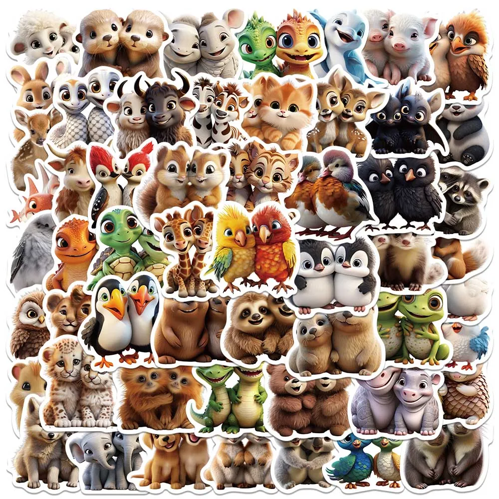 55 шт. милые Мультяшные Близнецы животные детские наклейки для ноутбука бутылка